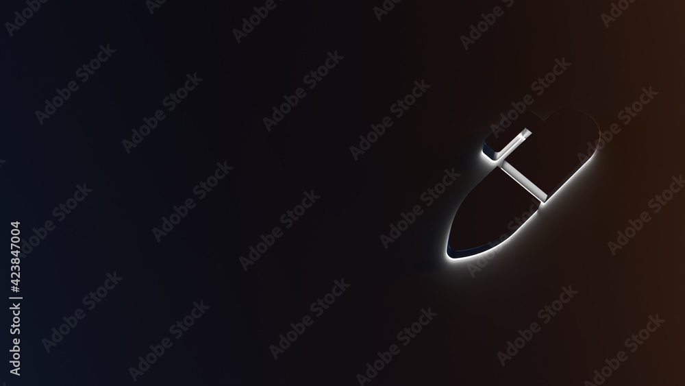 Poster 3d rendering of white light stripe symbol of marker on dark background