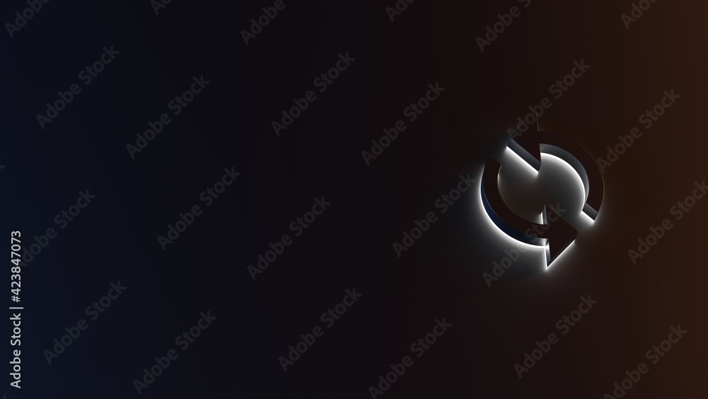 Poster 3d rendering of white light stripe symbol of load on dark background