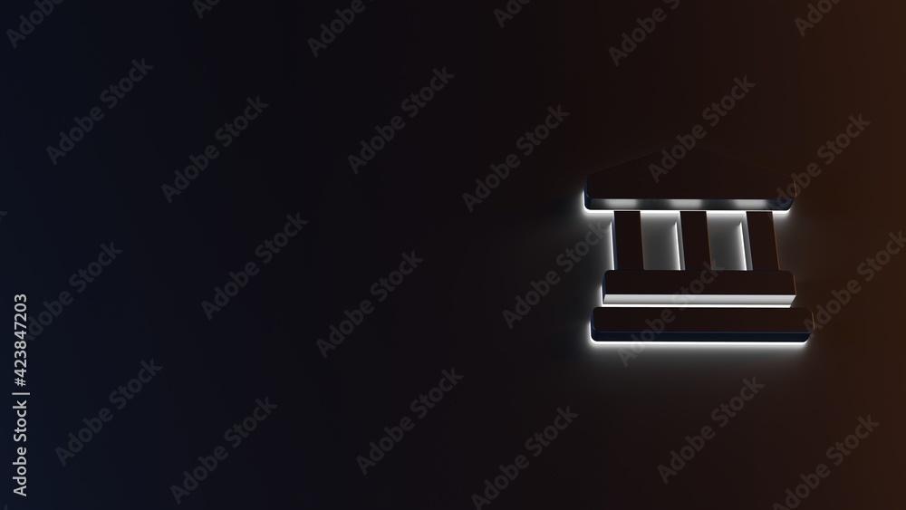 Poster 3d rendering of white light stripe symbol of landmark on dark background