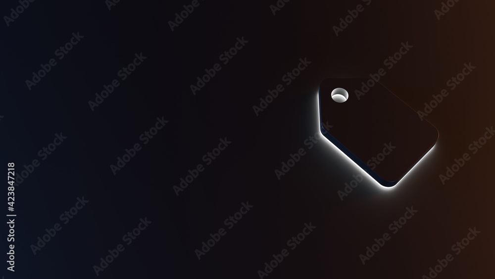 Poster 3d rendering of white light stripe symbol of label on dark background