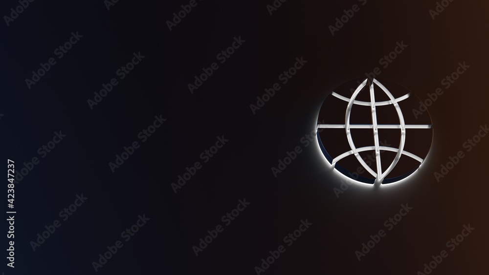 Poster 3d rendering of white light stripe symbol of internet on dark background