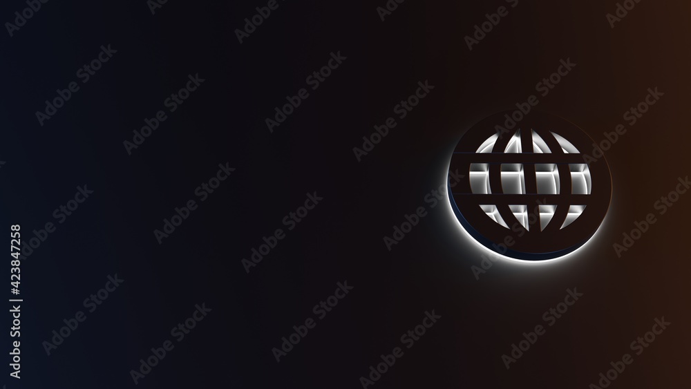 Poster 3d rendering of white light stripe symbol of internet on dark background