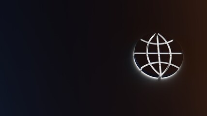 Fototapeta na wymiar 3d rendering of white light stripe symbol of internet on dark background