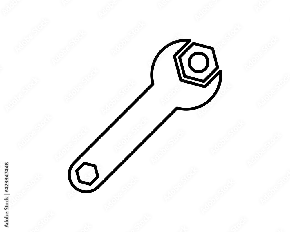 Poster wrench and nut icon. simple element illustration from tools concept. wrench and nut editable symbol 
