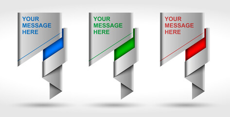 Infographic Origami business banner, Speech bubble background and place for message sign, Vector web element design, Square with information sectors under, Step up options, Vector illustration