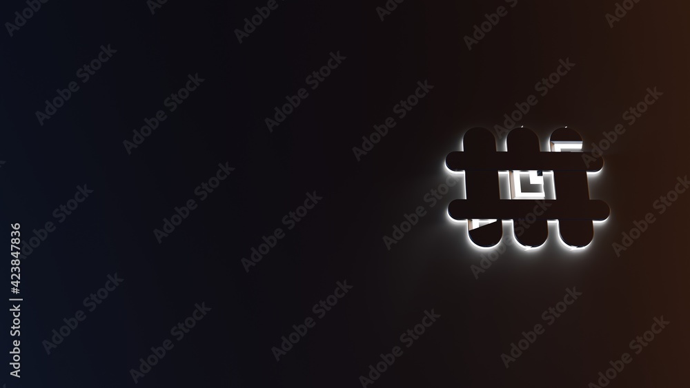 Poster 3d rendering of white light stripe symbol of heating on dark background