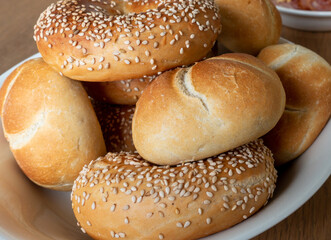 fresh oven baked bread and bagels