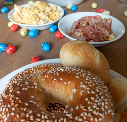easter breakfast 2021 with chocolate eggs