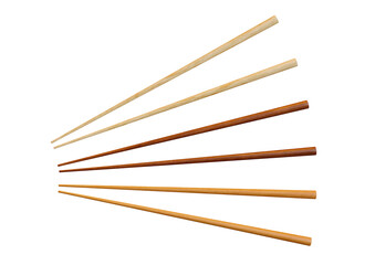 Wooden chopsticks set collection isolated on white background