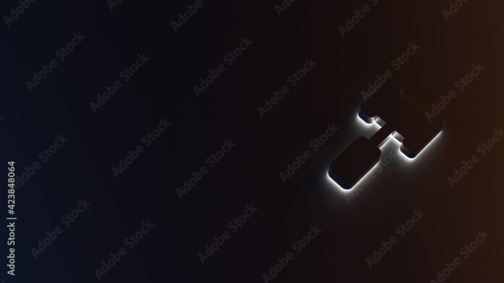 Poster 3d rendering of white light stripe symbol of gavel on dark background