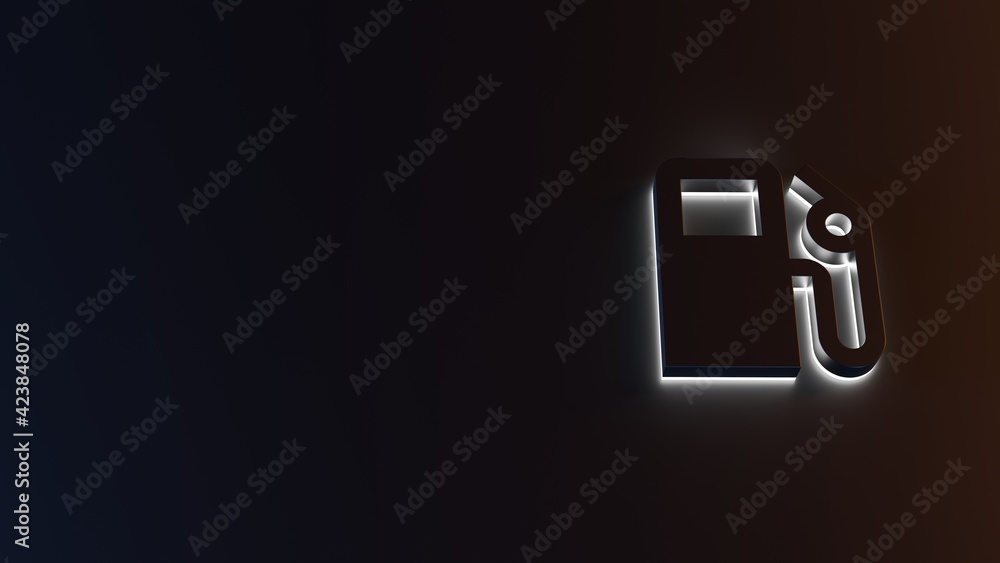 Poster 3d rendering of white light stripe symbol of gas station on dark background