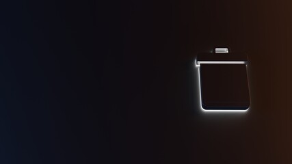 3d rendering of white light stripe symbol of garbage on dark background