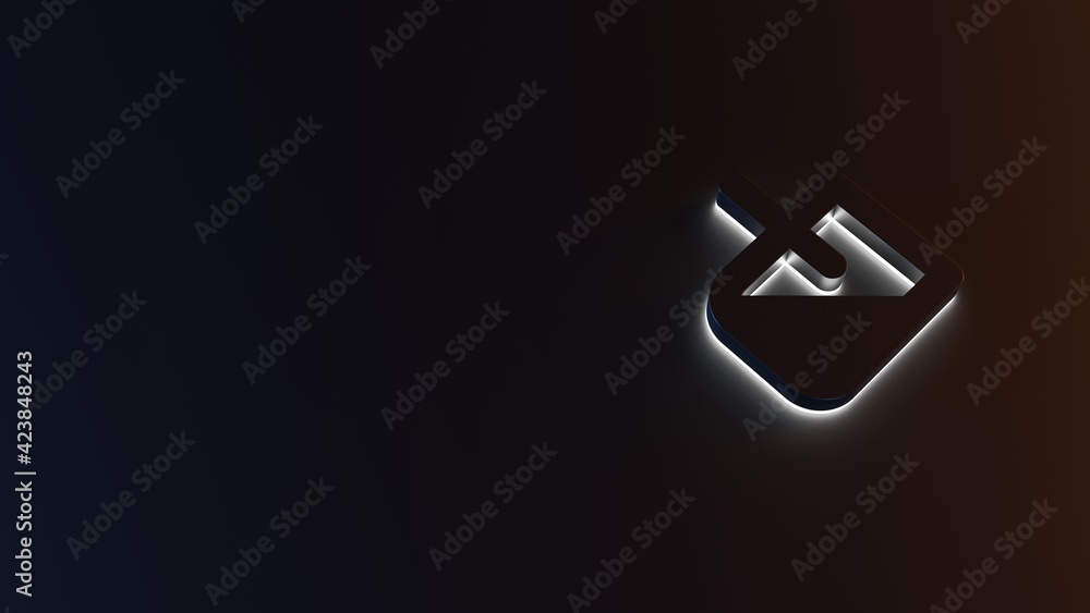 Poster 3d rendering of white light stripe symbol of fill on dark background