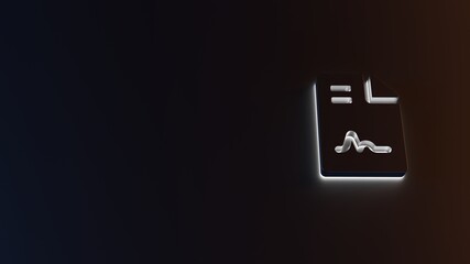 3d rendering of white light stripe symbol of file contract on dark background