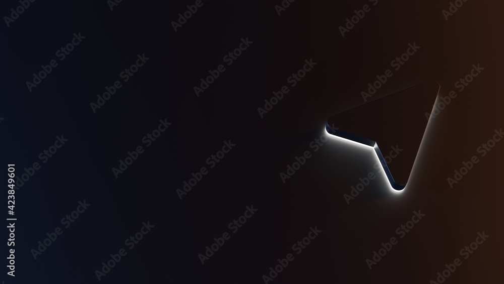 Poster 3d rendering of white light stripe symbol of compass on dark background