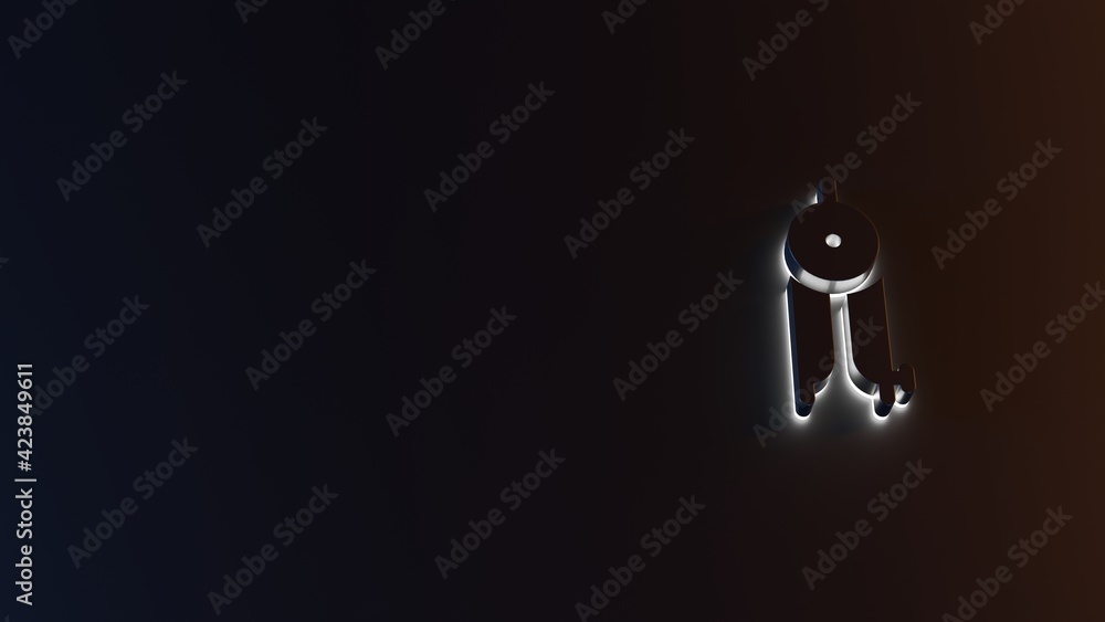 Poster 3d rendering of white light stripe symbol of compass on dark background