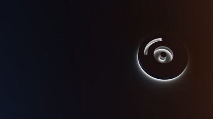 3d rendering of white light stripe symbol of compact disc on dark background