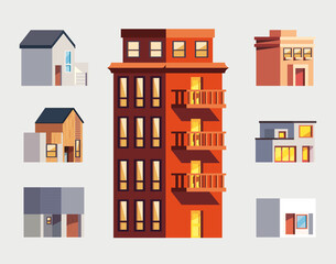 Naklejka premium Isolated houses set