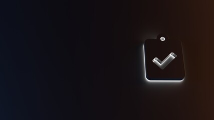 Fototapeta 3d rendering of white light stripe symbol of clipboard check on dark background obraz