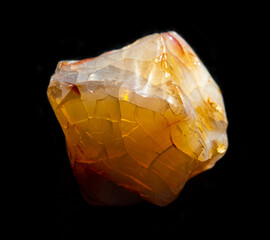 Raw agate quartz minerals nugget from Novy Urengoy, Russia. A backlight photo of stone isolated on...