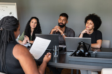 black business woman at job interview in the office. .