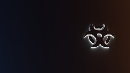 3d rendering of white light stripe symbol of biohazard on dark background
