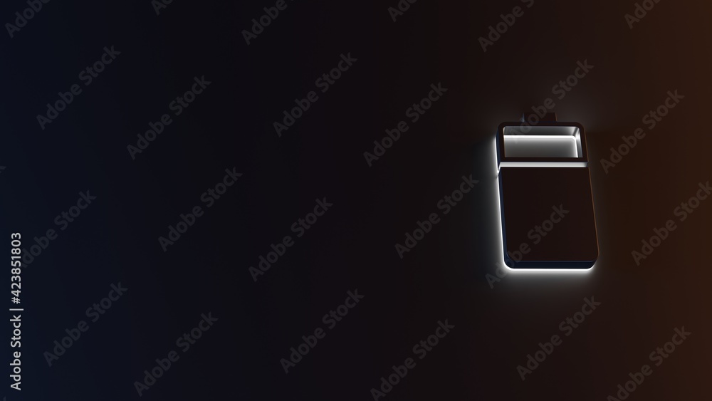 Aufkleber 3d rendering of white light stripe vertical symbol of two third charged battery on dark background