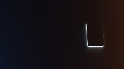 3d rendering of white light stripe vertical symbol of full battery on dark background