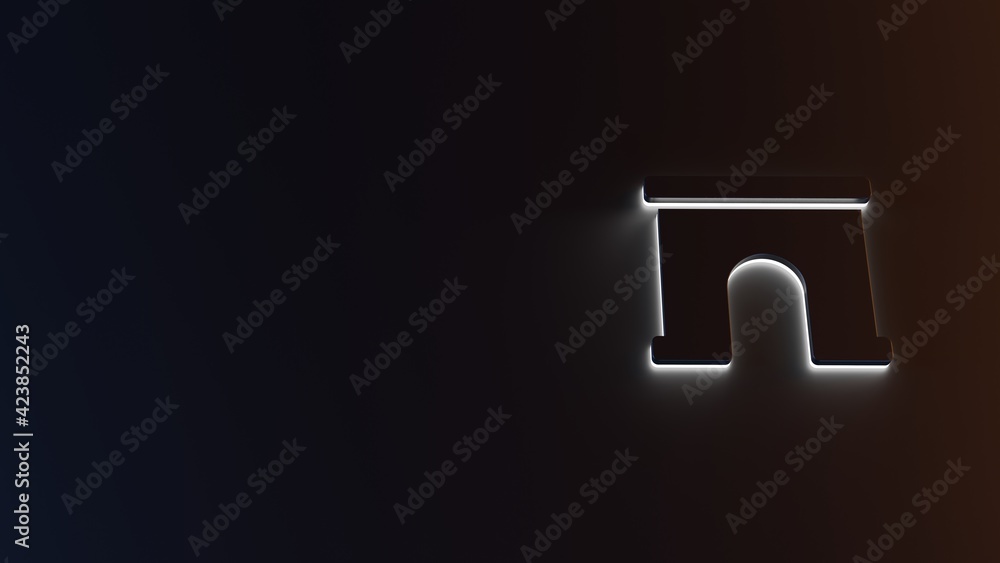 Aufkleber 3d rendering of white light stripe symbol of archway on dark background