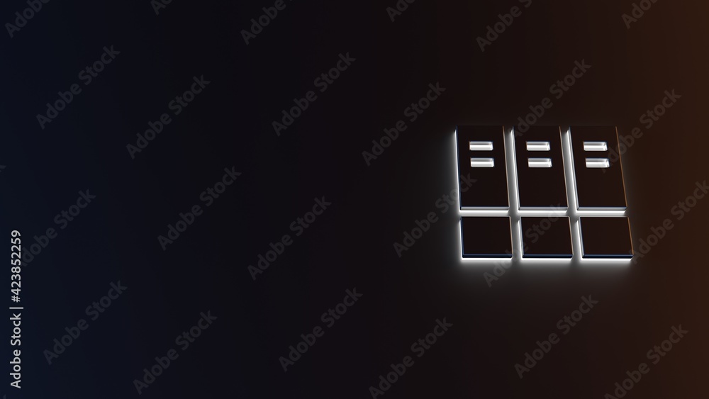 Aufkleber 3d rendering of white light stripe symbol of archive on dark background