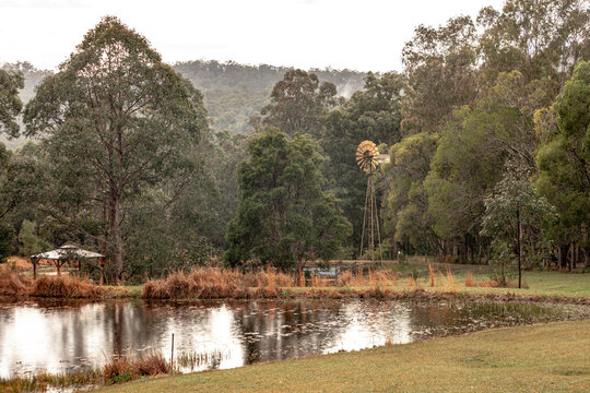 Dam with windmill