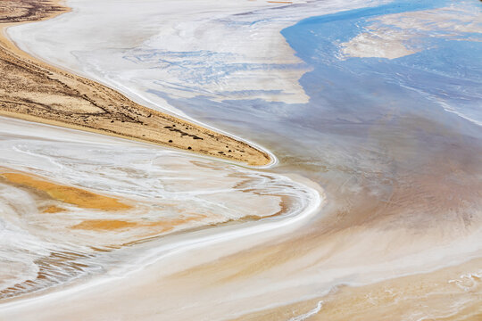 aerial view of water in Lake Eyre - Kati Thanda