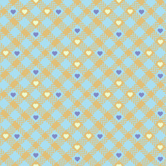 Gingham herringbone pattern set plaid in blue, orange.