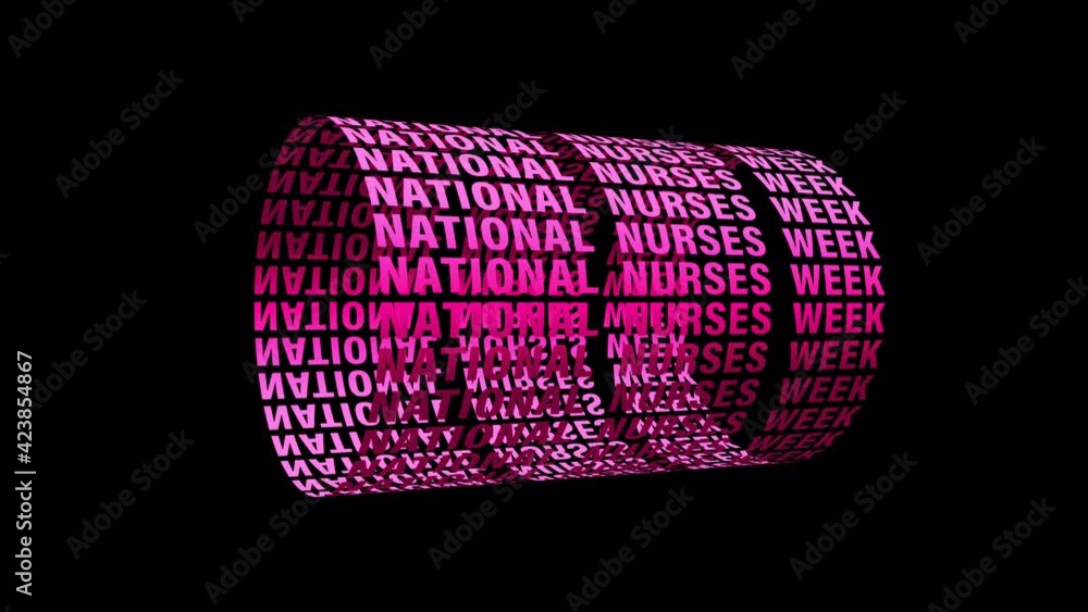 Poster national nurses week digital pink text scrolling cylinder textured isolated word using quicktime alp