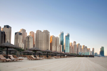 modern skyscrapers on the bank of the Persian Gulf in Dubai