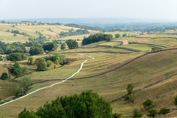 View of the countryside around Malham Cove in the Yorkshire Dales National Park