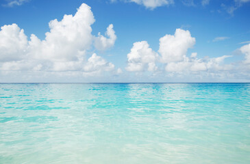 Turquoise sea and cloudy sky