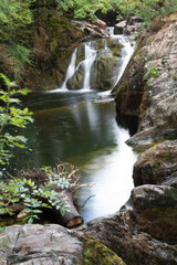 Fototapeta premium View of Beezley Falls on the River Doe near Ingleton in the Yorkshire Dales