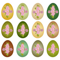 Easter eggs colorful clip art. Floral Cross