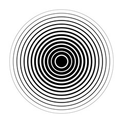 Monochrome texture with concentric circles. Abstract, hypnotic background. Black and white graphic design element.