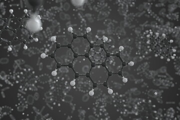 Anthanthrene molecule, ball-and-stick molecular conceptual model. Scientific 3d rendering