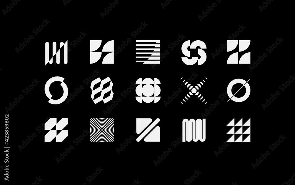 Wall mural set of modern abstract geometric shapes. trendy minimal graphic elements for your unique design.