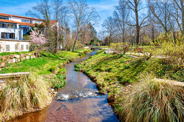 Fototapeta na wymiar Spa garden in spring in Bad Dürkheim, Germany