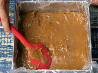 Making Malaysian dessert locally known as Kuih Kole Kacang. Selective focus.