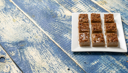 Malaysian dessert locally known as Kuih Kole Kacang. Selective focus.