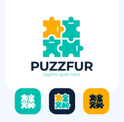 Puzzle Pieces furniture Logo Design Vector. puzzle logo stylized creative design template