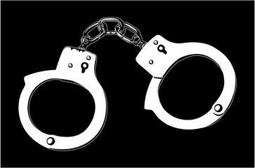 handcuffs white on black background