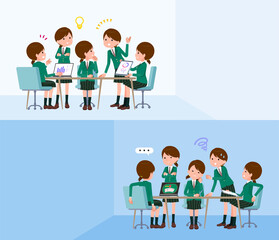 Obraz premium flat type school girl Green Blazer_intracerebral-meeting