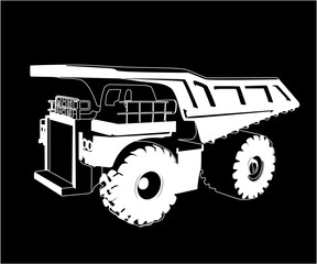 mining dump truck white on black background © Ihor