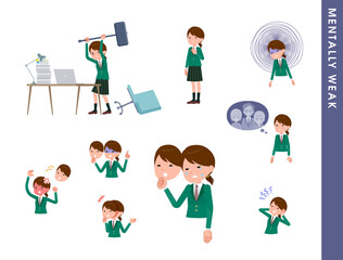 flat type school girl Green Blazer_Mentally-weak